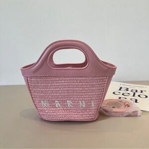 Marni Pink Woven Tote Bag